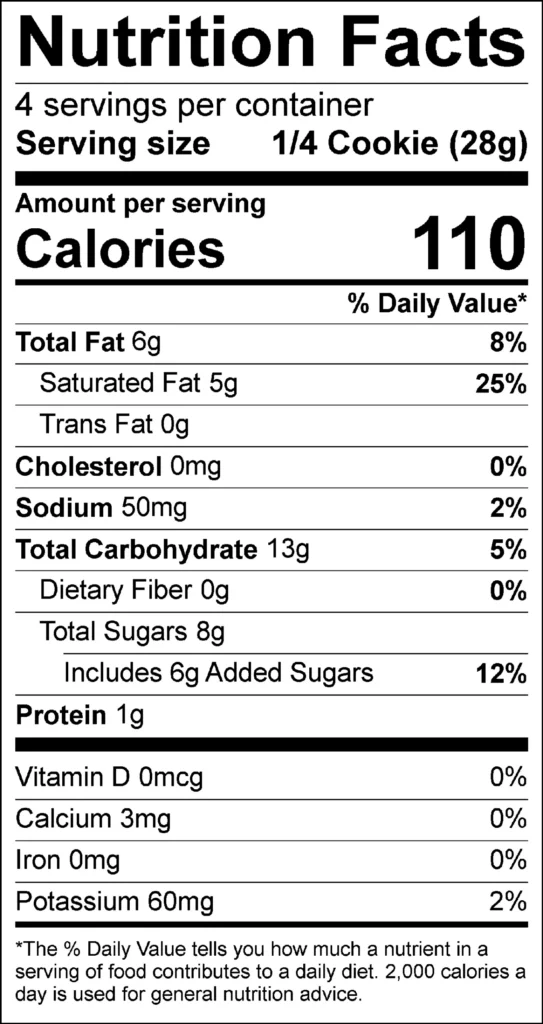 Macaroon Cookie 4 oz (12cs) — nutrition label