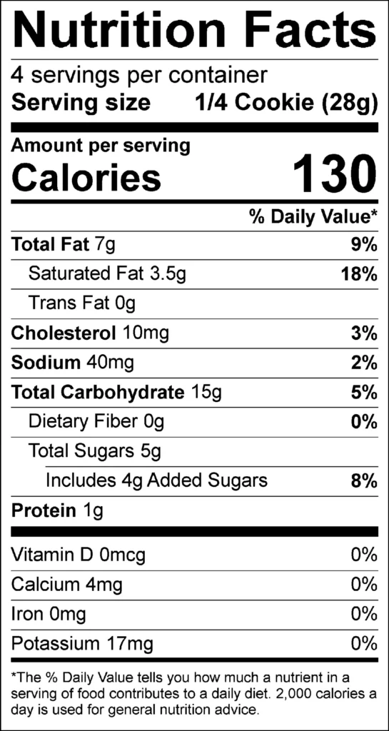 Sprinkle Cookie 4 oz (12cs) — nutrition label
