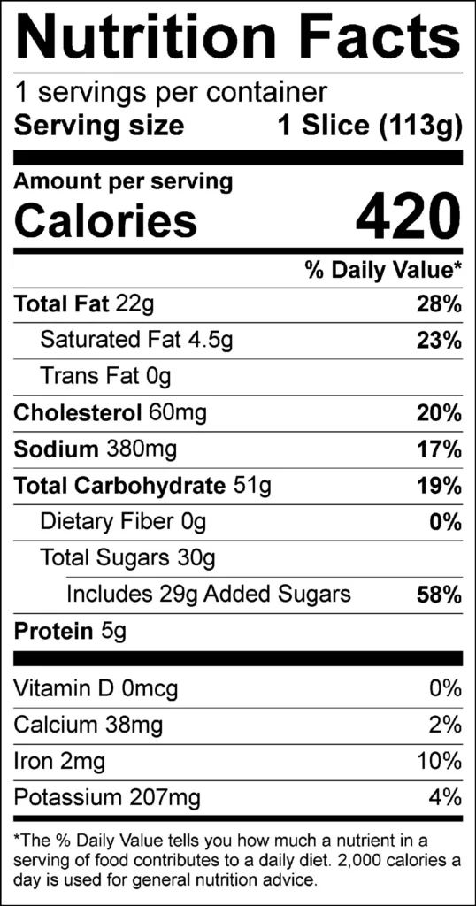 Chocolate Yogurt Loaf Individually Wrapped Dozen — nutrition label