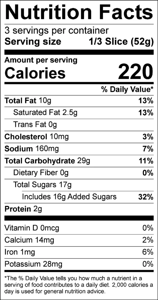 Raspberry Crumb Cake Wrapped (12/5.5oz) — nutrition label